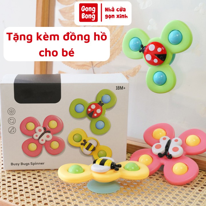 Con quay cho bé bộ 3 spinner đồ chơi trong nhà chong chóng gắn tường có tiếng lục lạc cho trẻ em Gong Bong store