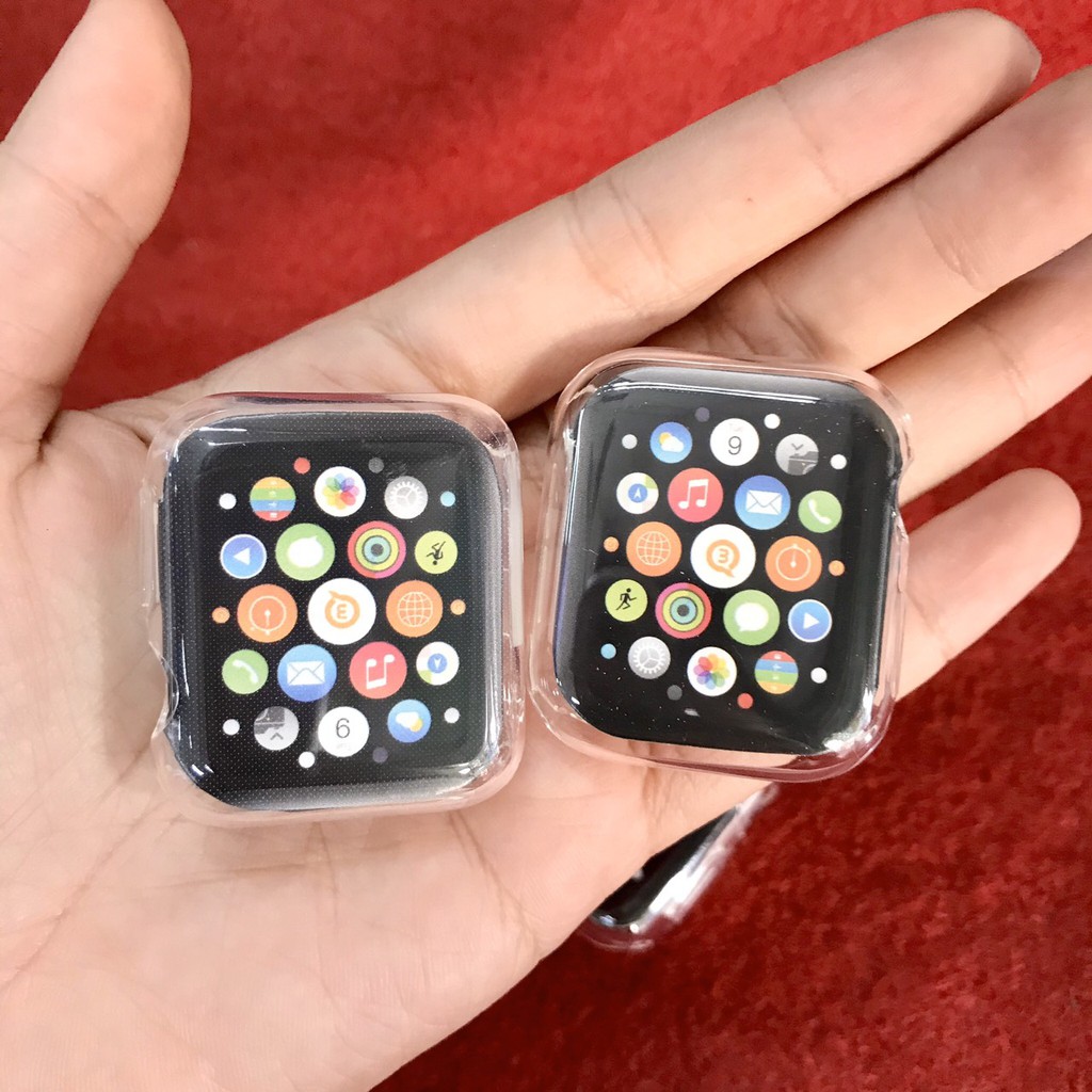 Ốp dẻo case Apple Watch full màn series 1 2 3 4 trong suốt, size 38 40 42 44 mm