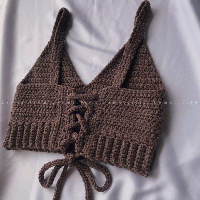 Áo móc len theo số đo/ Crochet Choco Top Hot trend