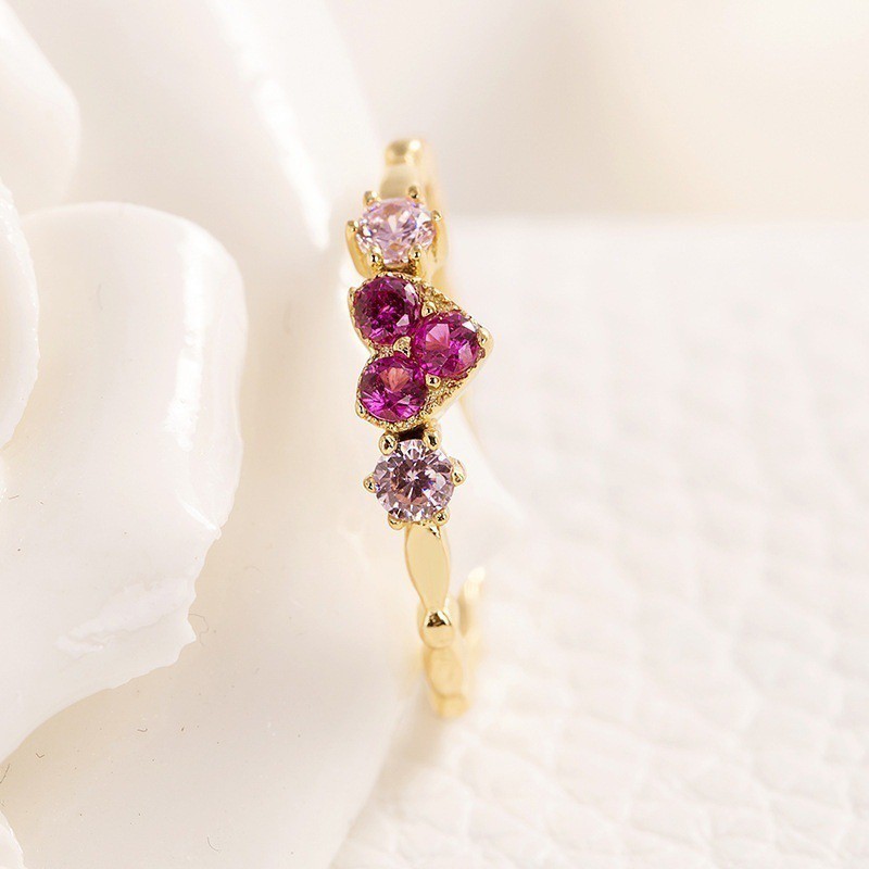Nhẫn trái tim khảm kim cương bạc 925 mạ vàng 18K R936