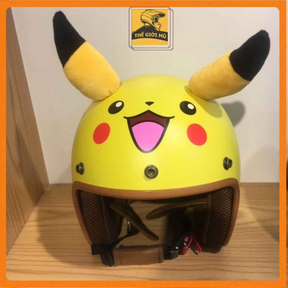 Mũ bảo hiểm 3/4 Pikachu có sừng cute cho bạn gái