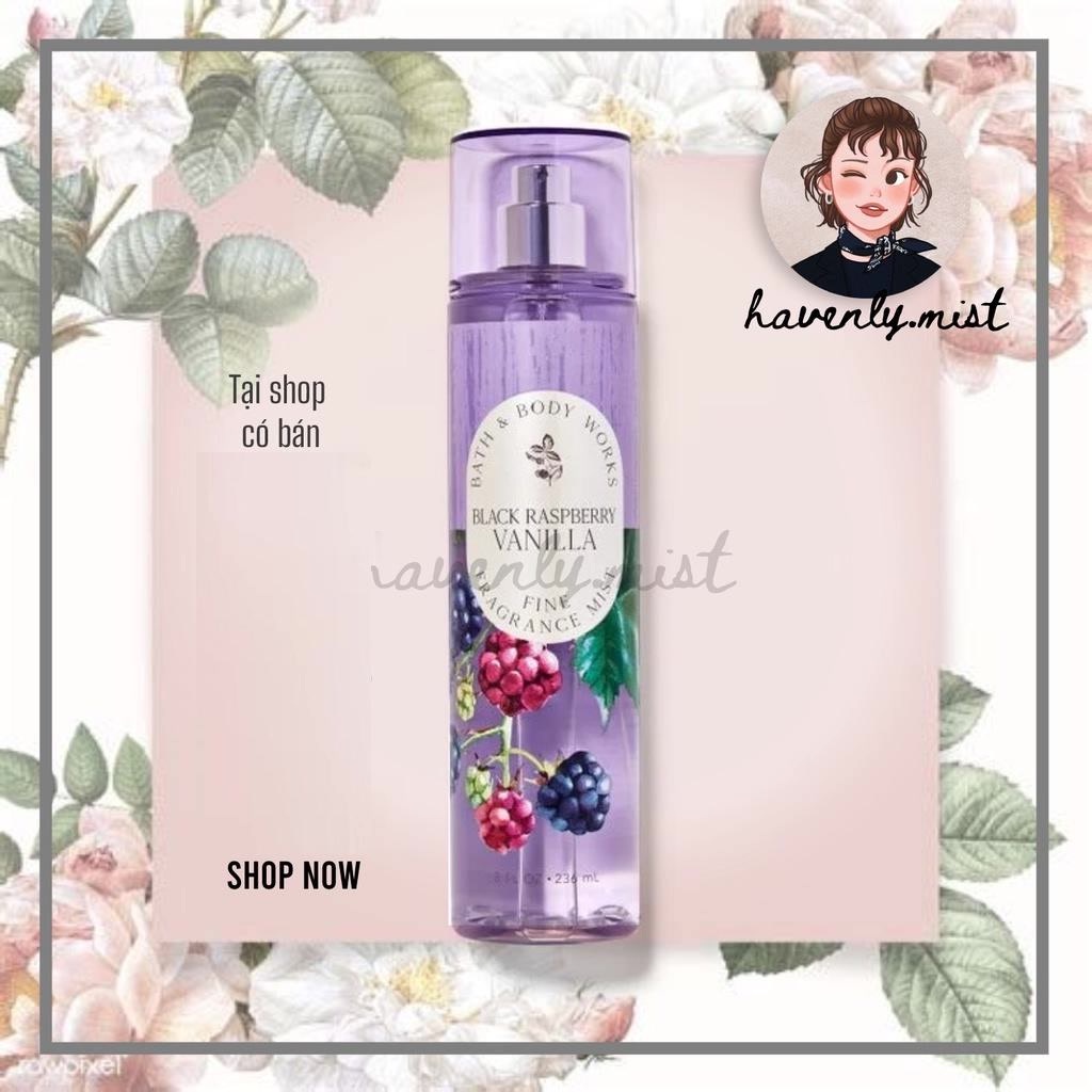 ʜᴀᴠᴇɴʟʏ.ᴍɪsᴛ ┋ Xịt toàn thân Bodymist Bath & Body Works mùi Black Raspberry Vanilla