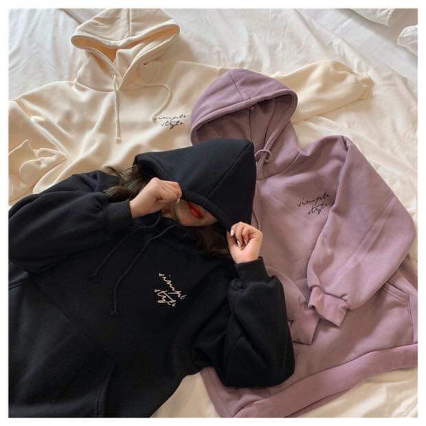 ÁO HOODIE SIMPLE STYLE UNISEX 3 MÀU TÍM ĐEN BE | BigBuy360 - bigbuy360.vn