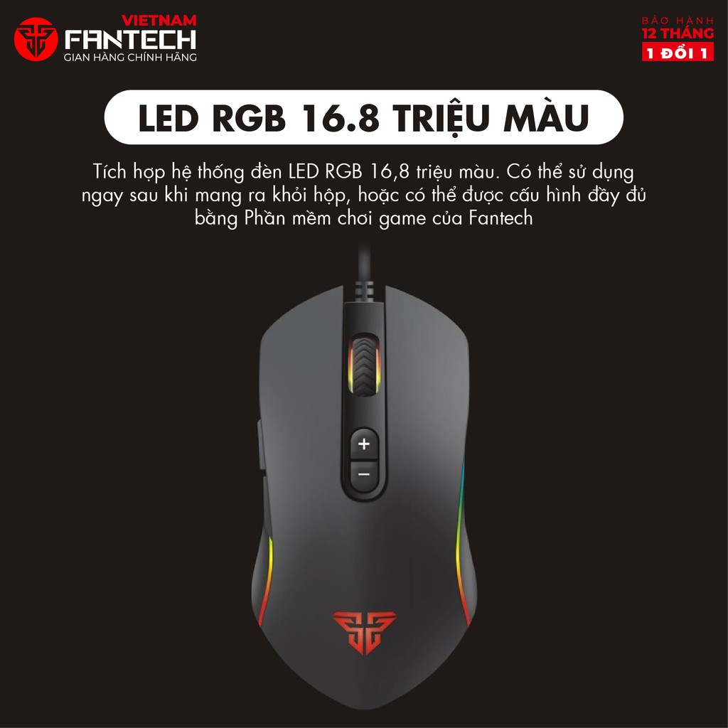 [Mã BMBAU50 giảm 7% đơn 99K] Chuột gaming Macro RGB 4800dpi với 7 chế độ tùy chình Fantech X9