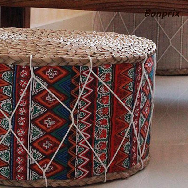 Gối Ngồi Thiền Bằng Rơm Handmade Màu Đỏ Phong Cách Bohemian