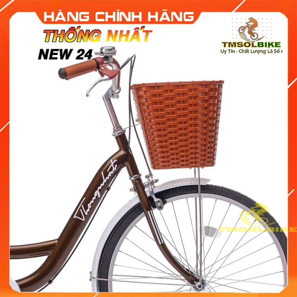 Xe Đạp Nữ, Xe Đạp Mini Thời Trang New 24 Nâu Thống Nhất
