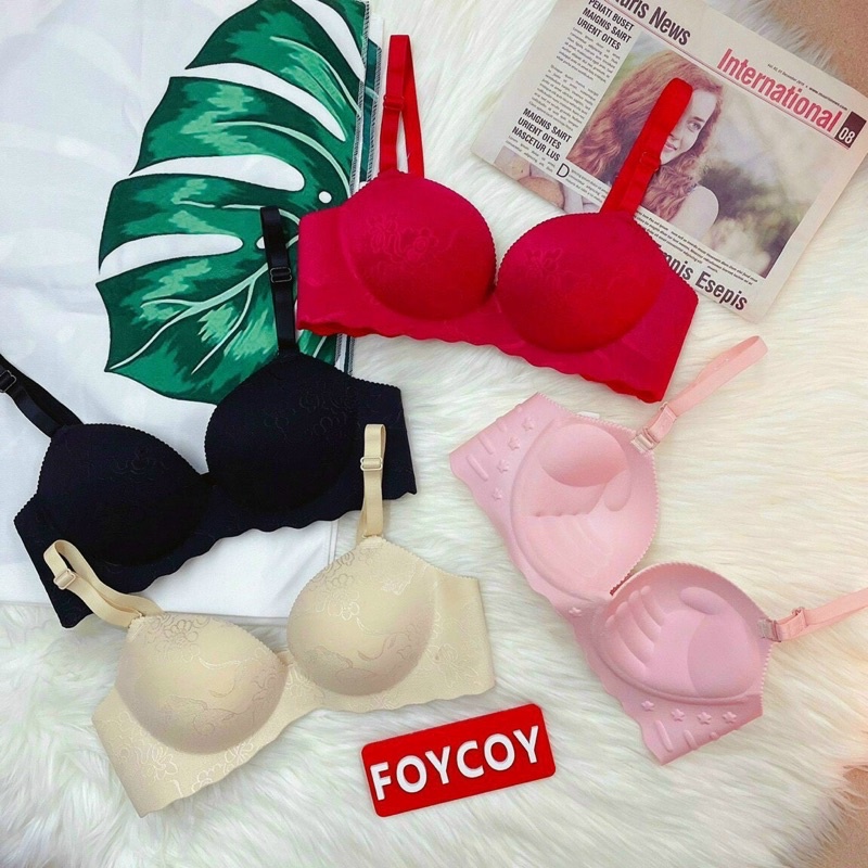 Áo lót nữ su vân hoa không gọng, thông hơi , mút đệm bàn tay tầm 3 phân, mút mềm mại dễ chịu. Size: 34,36,38.