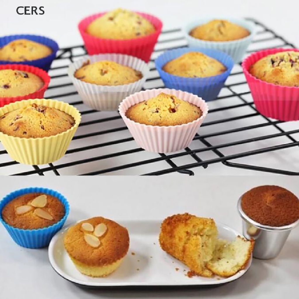 Bộ 5 Khuôn Silicone 7cm Làm Bánh Muffin / Cupcake Hình Tròn DIY