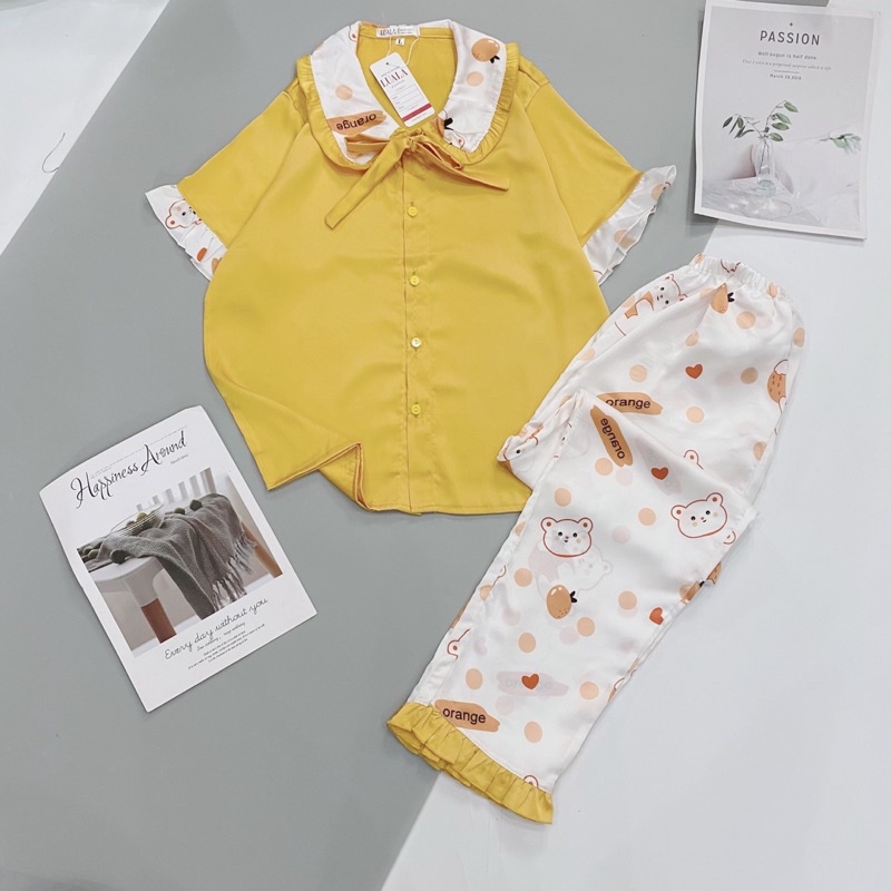 BỘ LỤA CỔ SEN HOẠ TẾT SIÊU SANG