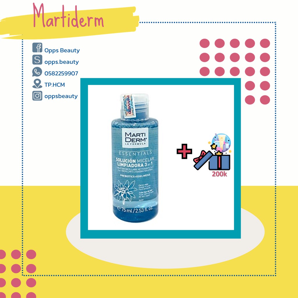 [MARTIDERM] Nước tẩy trang 3 trong 1 cho da nhạy cảm MARTIDERM MICELLAR  CLEANSING SOLUTION 3 IN 1