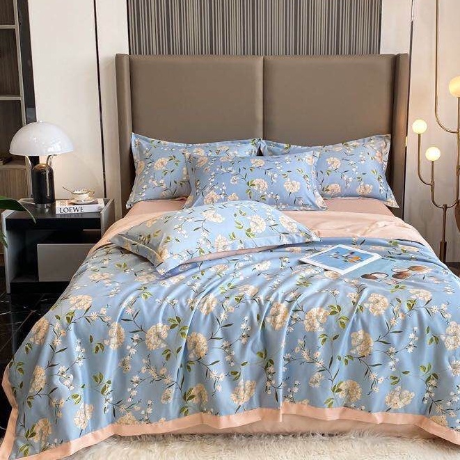 Bộ chăn ga gối lụa thái nhập khẩu cao cấp, chất liệu lụa thái thoáng khí mềm mịn, miễn phí bo chun theo yêu cầu SHOP MH2