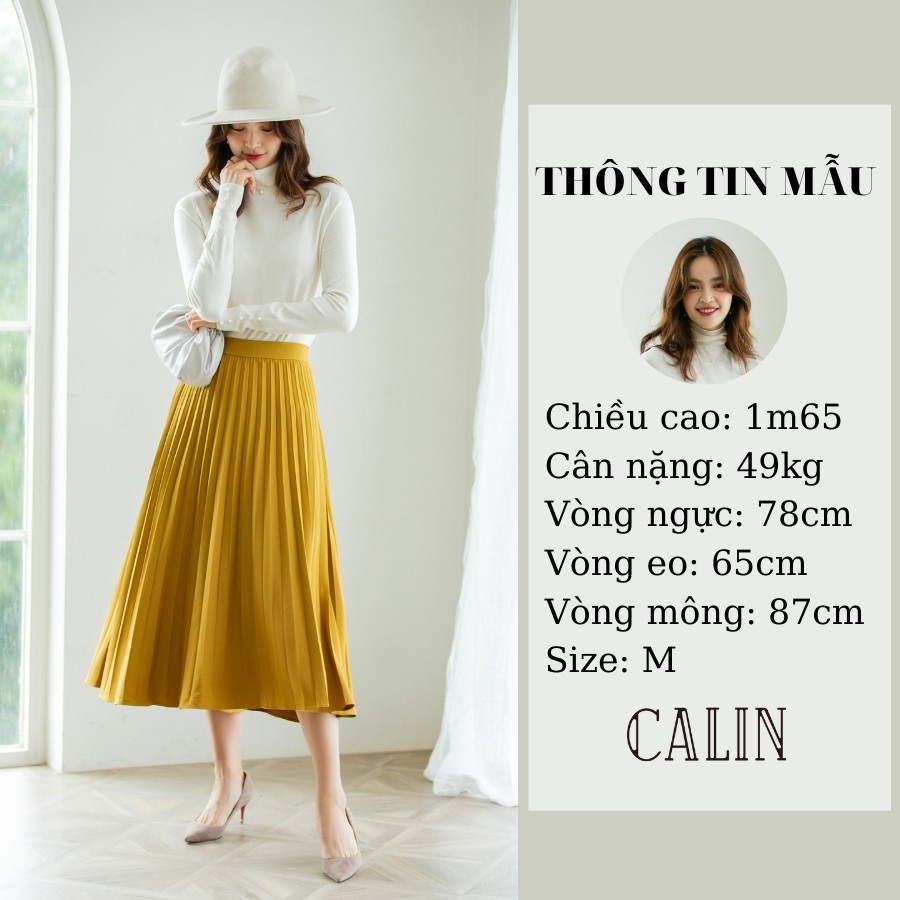 Chân váy dáng dài xếp ly Calin nhiều màu mẫu mới 2021