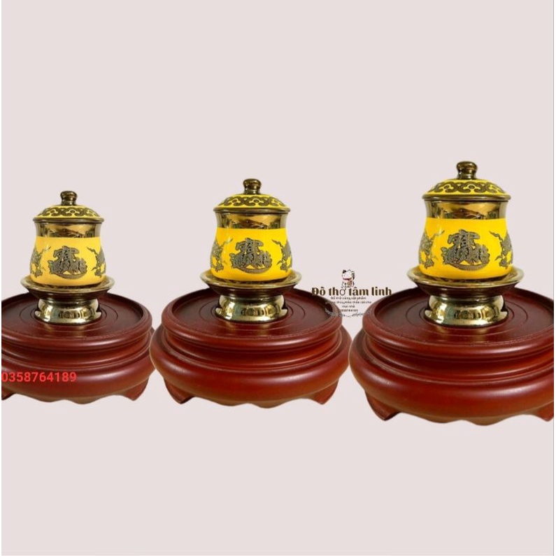 Bộ thờ cúng bình bông,lư hương,đĩa,chung nước hàng 3d vàng kim sa cao cấp