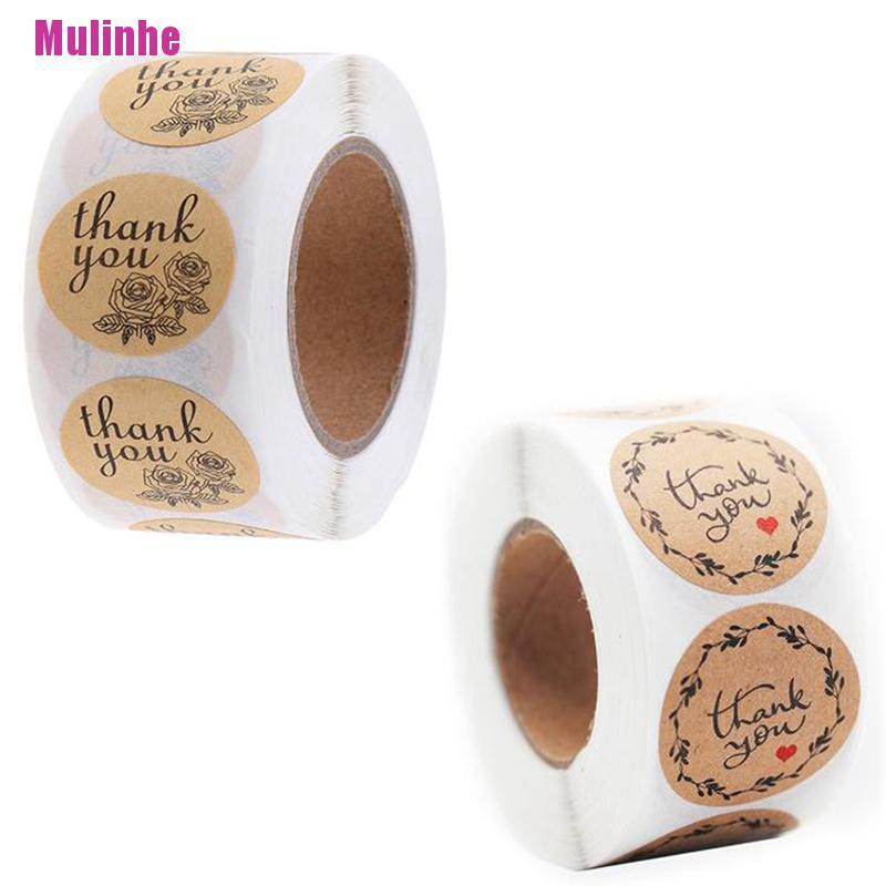 Cuộn 500 Miếng Dán In Chữ Thank You Độc Đáo Trang Trí Gói Quà Tiện Dụng