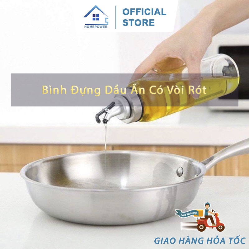 Bình Thuỷ Tinh Đựng Dầu ăn, Nước Mắm,... Có Vòi Nhỏ Giọt Hình Bình Sữa Homepower