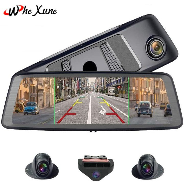 Camera hành trình gương cao cấp Thương hiệu Whexune V9 Plus, tích hợp 4 camera, wifi, GPS