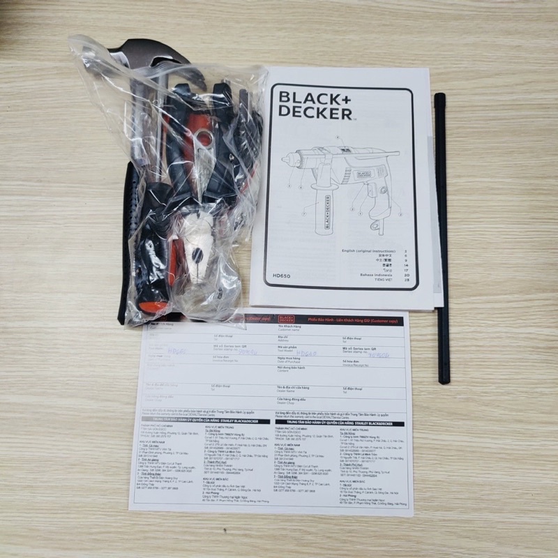 Bộ máy khoan động lực Black&amp;Decker HD650BXH-B1 (kèm 1 hộp nhựa + 100 phụ kiện)