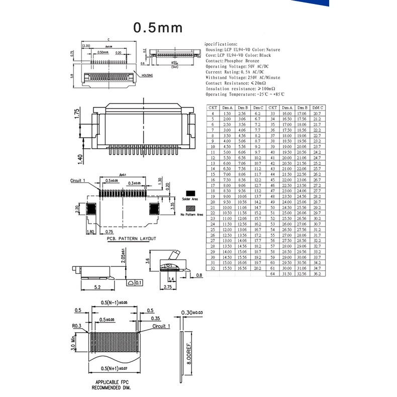 Set 10 đầu nối dây cáp 0.5mm/1mm 4 5p 6p 8p 10p 12p 14p 16p 20p 22p 24p 30p 34p