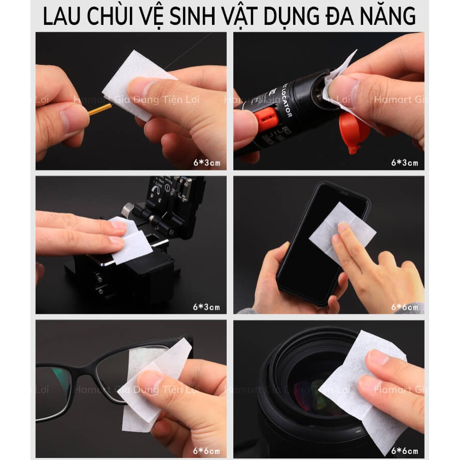 Giấy lau vệ sinh màn hình điện thoại, lau bụi dán kính cường lực 2 miếng khô và ướt - duystore