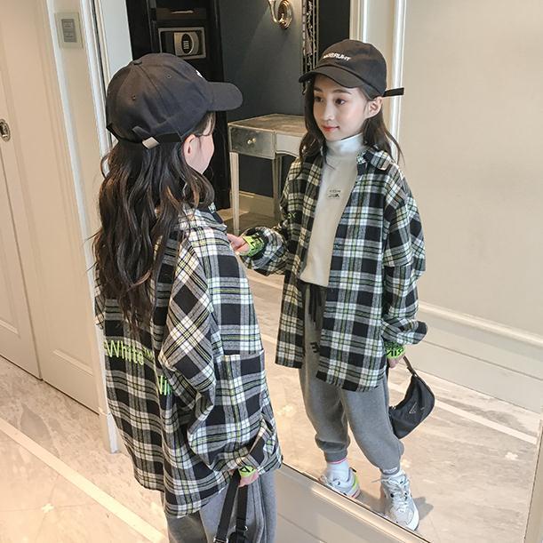 Áo Sơ Mi Tay Dài Dáng Rộng Phong Cách Hàn Quốc Thời Trang Xuân Thu Cho Bé Gái