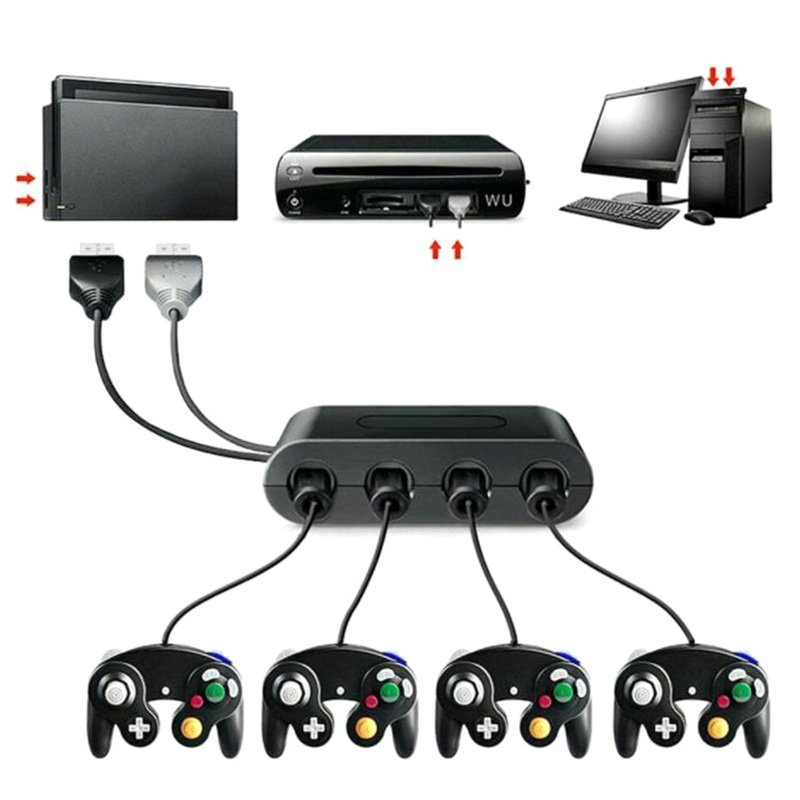 Rnvn NGC 4 Port Game Cube Controllers Adapter For Wii U,PC USB & Switch Rnvv