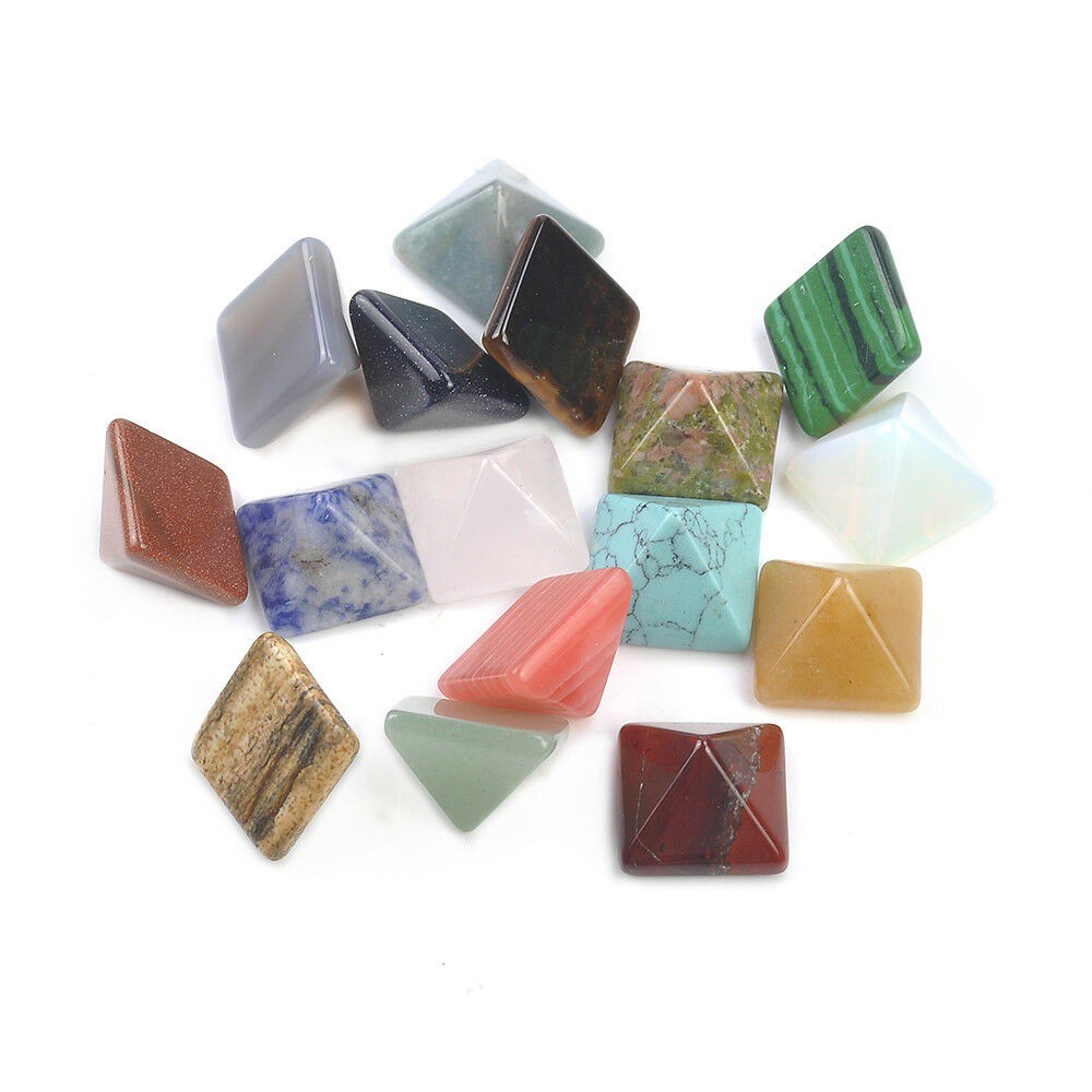 7 viên đá chữa lành nội tâm / mang hướng tâm linh hình kim tự tháp chất liệu Chakra đa màu sắc độc đáo