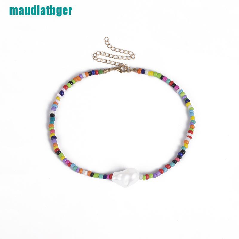 Vòng Cổ Choker Handmade Đính Hạt Ngọc Trai Nhiều Màu Cho Nữ