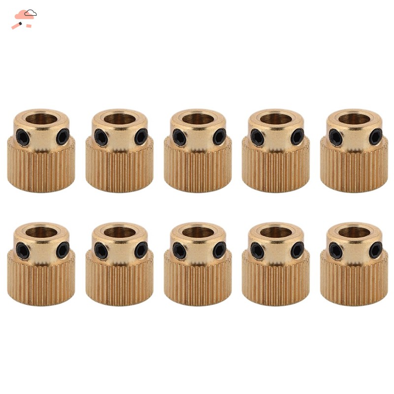 10 Pcs Rugged 3D Printer Parts Driver 40 Tooth Gear Brass Extruder Wheel Gear for Printer CR-10 CR-10S S4 S5 Ender 3 Pro