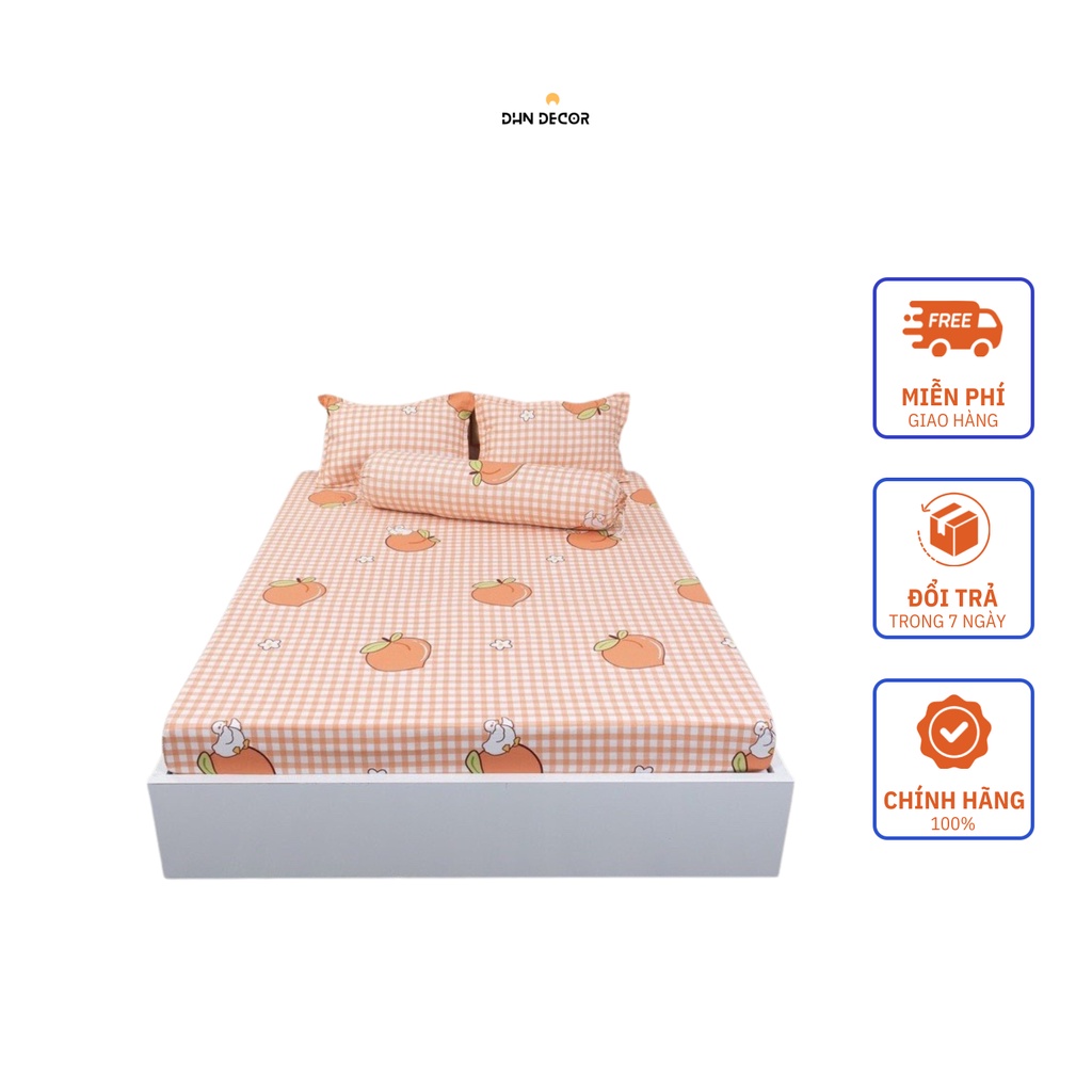 combo 3 món: vỏ gối nằm + grap trải nệm giường poly cotton