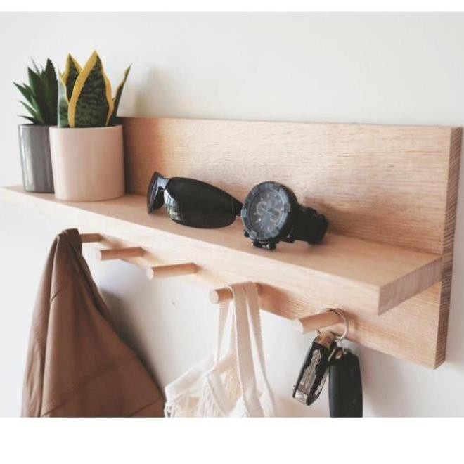 Móc Gỗ Gắn Tường Gỗ Thông - Decor Siêu Xinh, Chịu Lực Cao - Kệ Treo Tường Kèm Móc Trang Trí - BH 12 Tháng Hana Shop