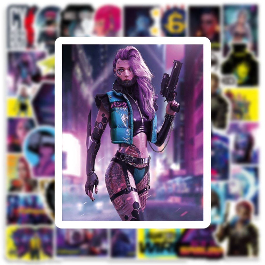 Miếng Dán Graffiti Cyberpunk Kích Thước 50pas / 25pas 2077 Cho Xe Ô Tô