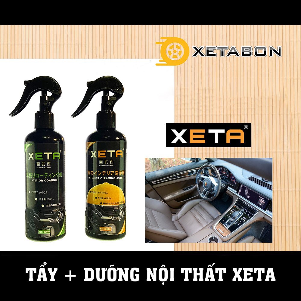 Combo chai xịt tẩy rửa và dưỡng bóng nội thất ô tô XETA,công nghệ nhật bản hương thơm tự nhiên không hóa chât