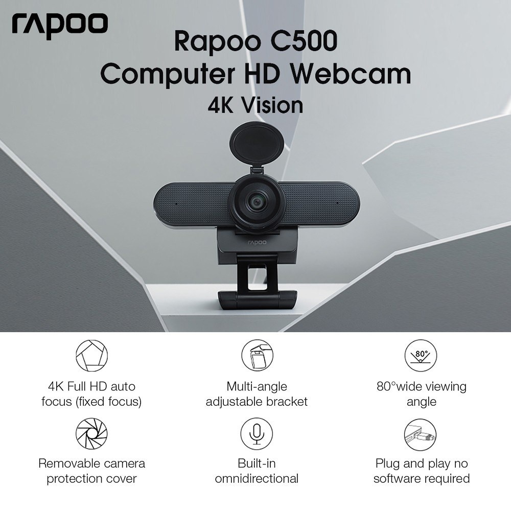 Webcam Rapoo C500 4K 2160P - Bảo hành chính hãng 24 tháng