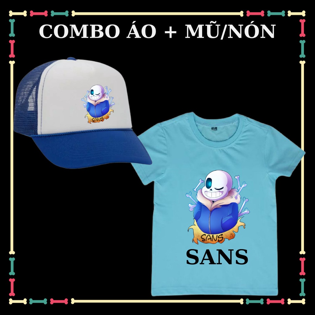 Combo Áo bé Sans Undertable mũ/nón mẫu bé sans cho trẻ em siêu cute size áo từ 10kg đến 90kg