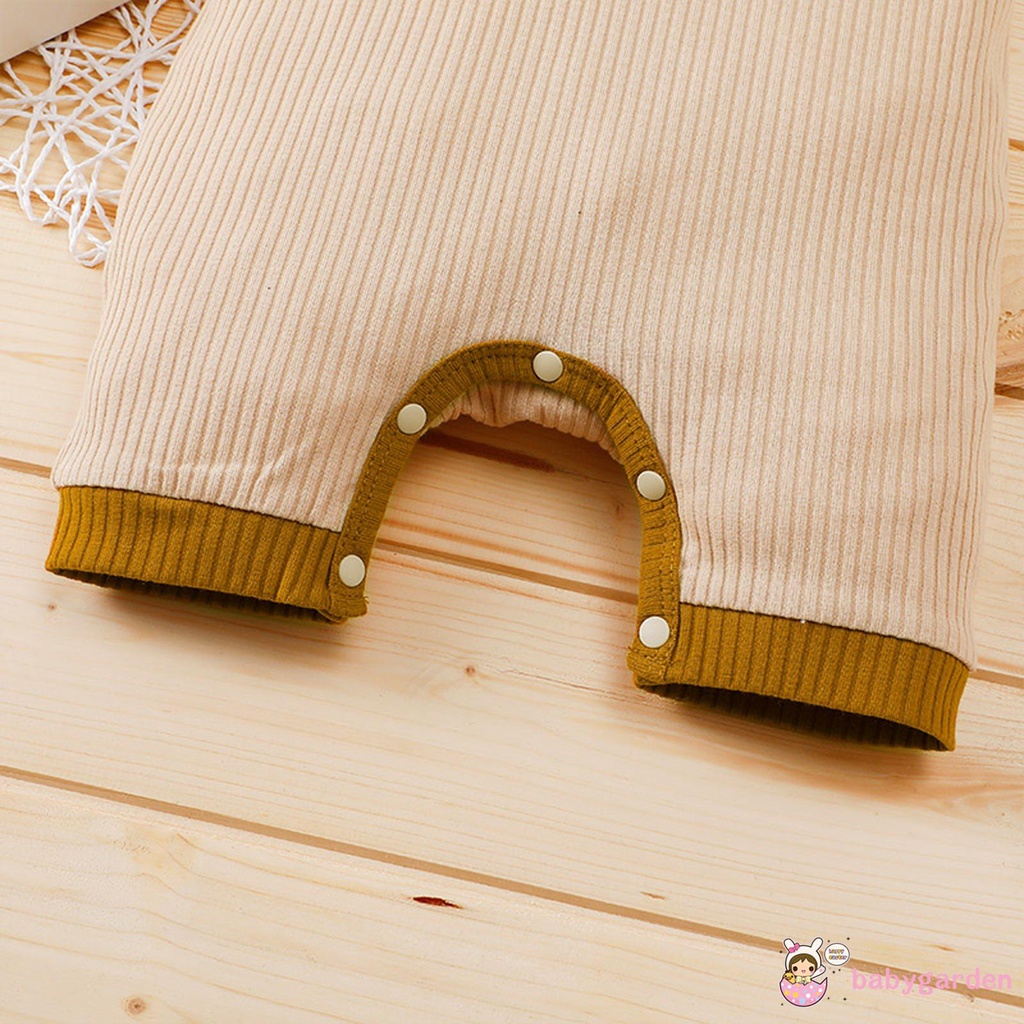 Bộ áo liền quần cổ tròn tay ngắn phối màu tương phản thời trang mùa hè cho bé