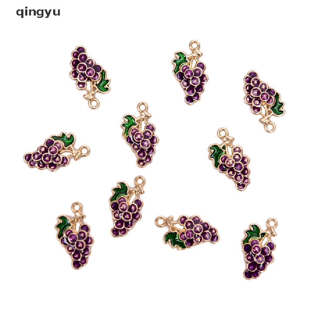 Bộ 10 Mặt Dây Chuyền Hình Trái Nho Bằng Hợp Kim Tráng Men DIY