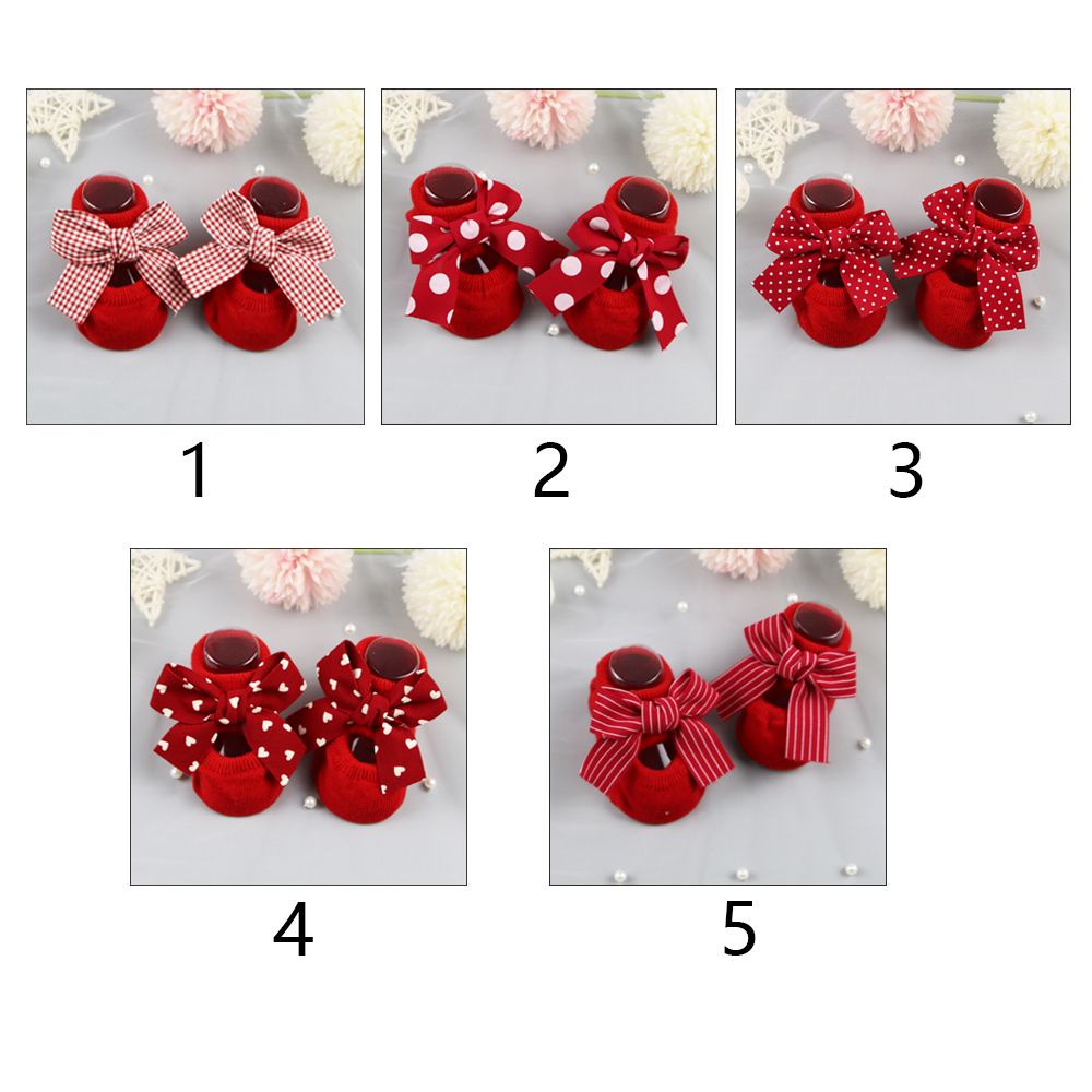 Vớ cotton mềm chống trượt đính nơ xinh xắn cho bé gái MIHAN1