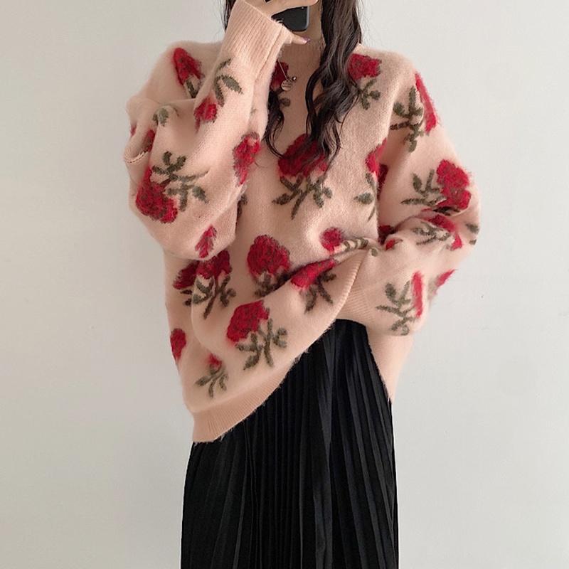 (ORDER) Áo len nữ họa tiết bông hoa style vintage Hàn Quốc nhẹ nhàng (new arrivals)