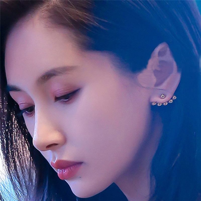 Khuyên Tai Màu Vàng Đính Hạt Đậu Vàng Phong Cách Gothic Hàn Quốc Thời Trang Cho Nữ Đi Tiệc