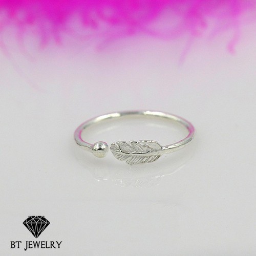 Nhẫn Bạc Ta Hình Lông Vũ Siêu Đẹp