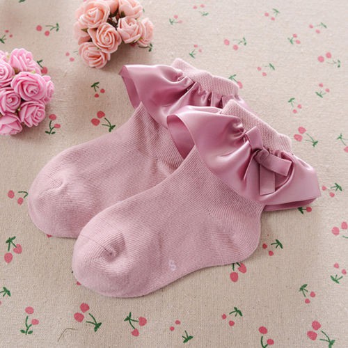 Vớ Cotton Cổ Ngắn Phối Ren Đính Nơ Dễ Thương Cho Bé Gái Sơ Sinh