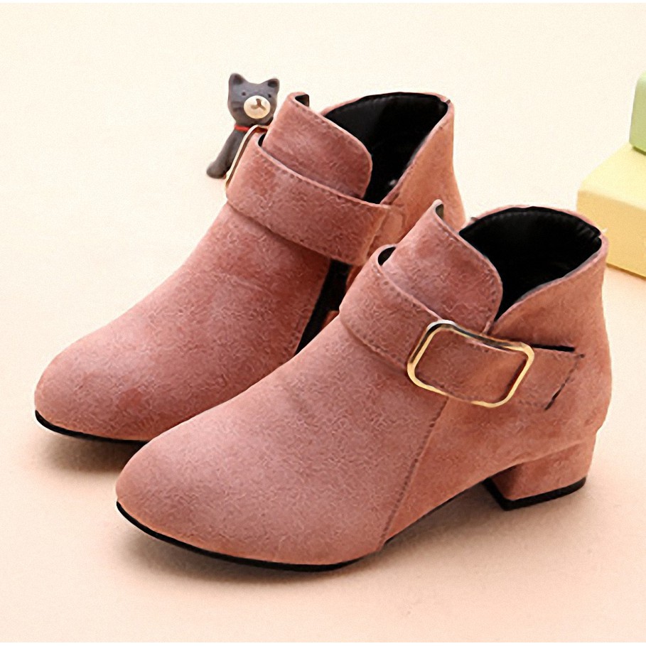 Giày boot cổ ngắn cho bé gái 3 - 12 tuổi phong cách công chúa đáng yêu QN07