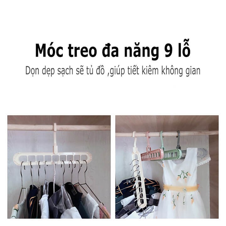 MÓC TREO QUẦN ÁO ĐA NĂNG 9 LỖ - TIẾT KIỆM - DIỆN TÍCH