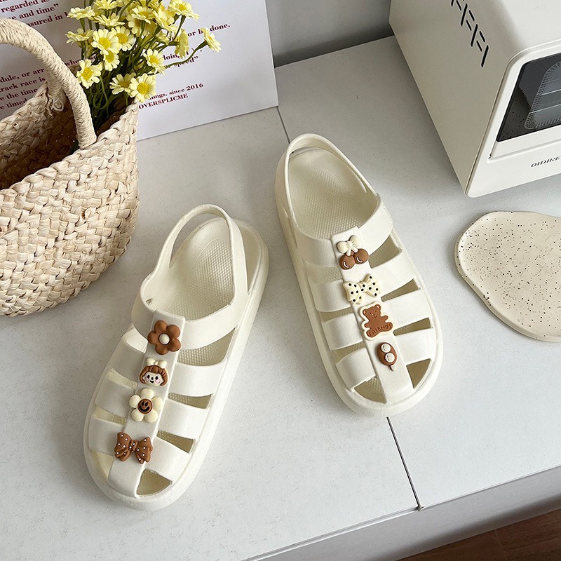 Sandal Nữ, Kiểu Dép Xăng-Đan Quai Liền Ivy Chất Liệu Eva Đế Bánh Mỳ Kèm Sticker Phù Hợp Đi Chơi Đi Làm