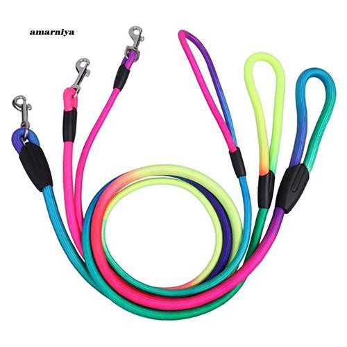 Dây dắt chó cưng bện sợi nylon màu sắc cầu vồng đáng yêu