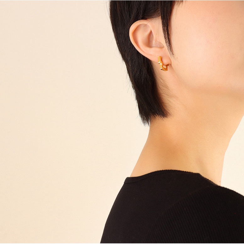 Bông Tai Khoen Hình Học Titan Ko Đen TT 4244