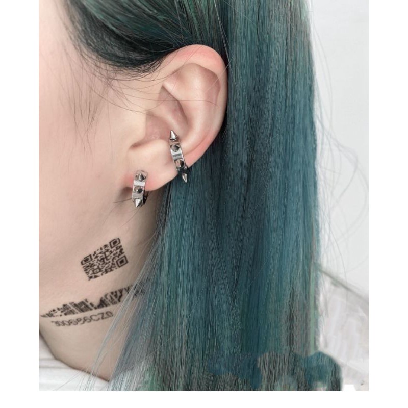 Khuyên Tai Unisex Không Cần Bấm Lỗ GIÁ 1 CHIẾC Tròn Đinh Tán Gai Nhọn Unisex Thép Titan Không Gỉ Phong Cách Punk Gothic