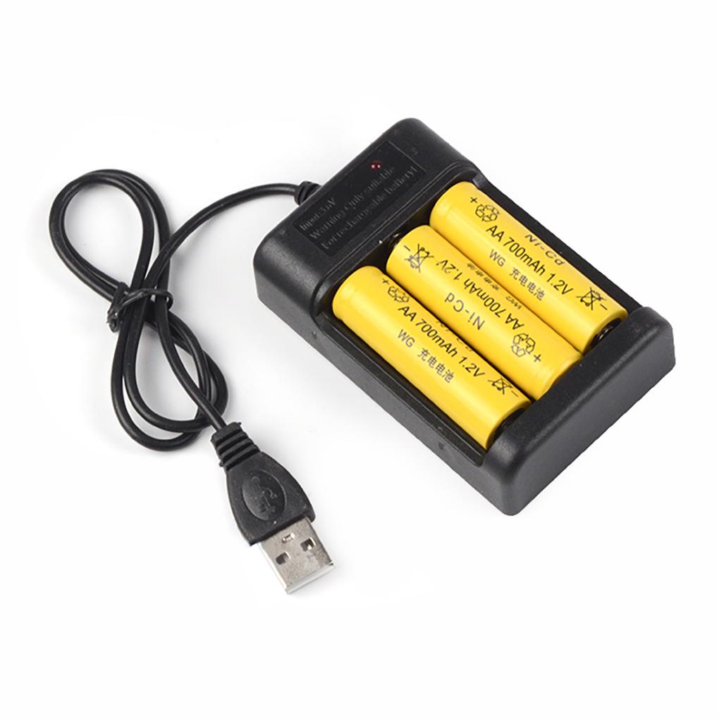 Hộp Sạc Pin AA 3 Ngăn USB Nhỏ Gọn Tiện Lợi