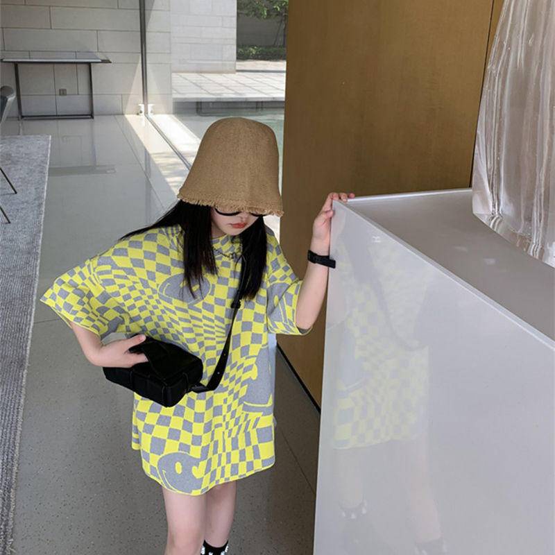 Áo thun T-shirt tay ngắn dáng rộng rãi cổ tròn dành cho trẻ em phong cách Hàn Quốc