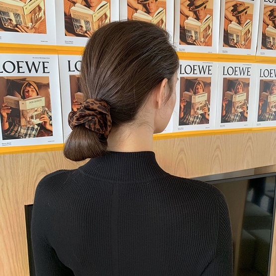 Dây Cột Tóc Tai Thỏ Họa Tiết Da Báo Phong Cách Hàn Quốc Cổ Điển Thời Trang Thu Đông Cho Nữ